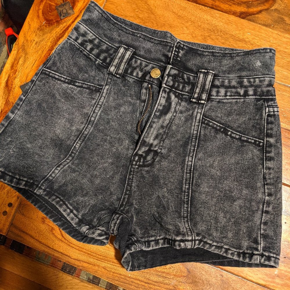 UO High Waisted Denim Shorts, Grey